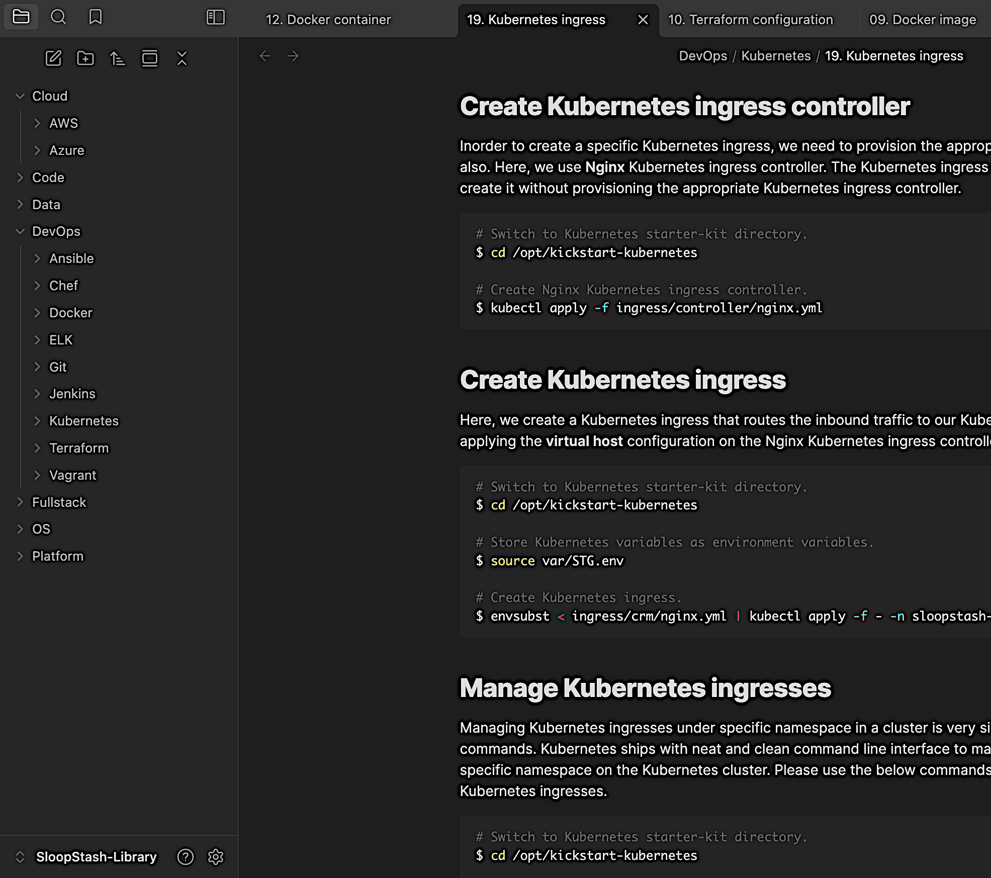 Screenshot of books library created for SloopStash training programs.